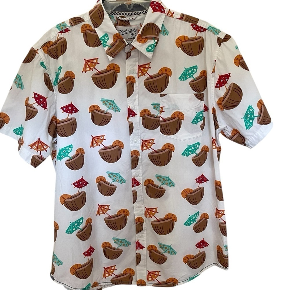 BEACH CLUB MENS HAWAIIAN  COCONUT COCKTAIL  SHIRT SZ XL EUC